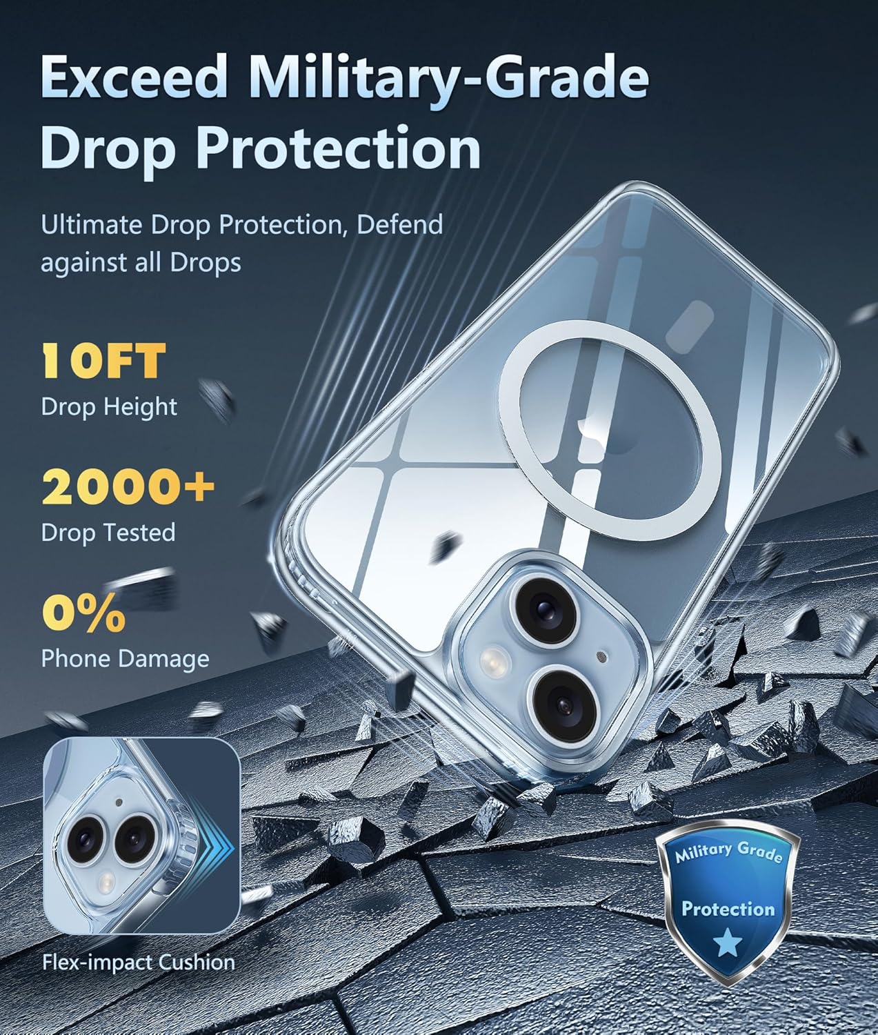 FNTCASE for iPhone 15/14/13 Case Compatible with Magsafe Clear Phonecase