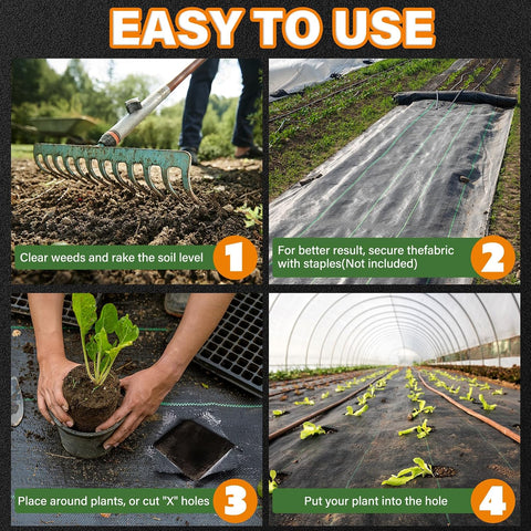 Winisok 3FT x 100FT Weed Barrier Landscape Fabric, 3.2oz Weed Control Geotextile Garden Cloth, Heavy Duty Breathable Mulch Ground Cover Black Mat for Backyard Landscaping Farming (2 Pack 3FT x 50FT)