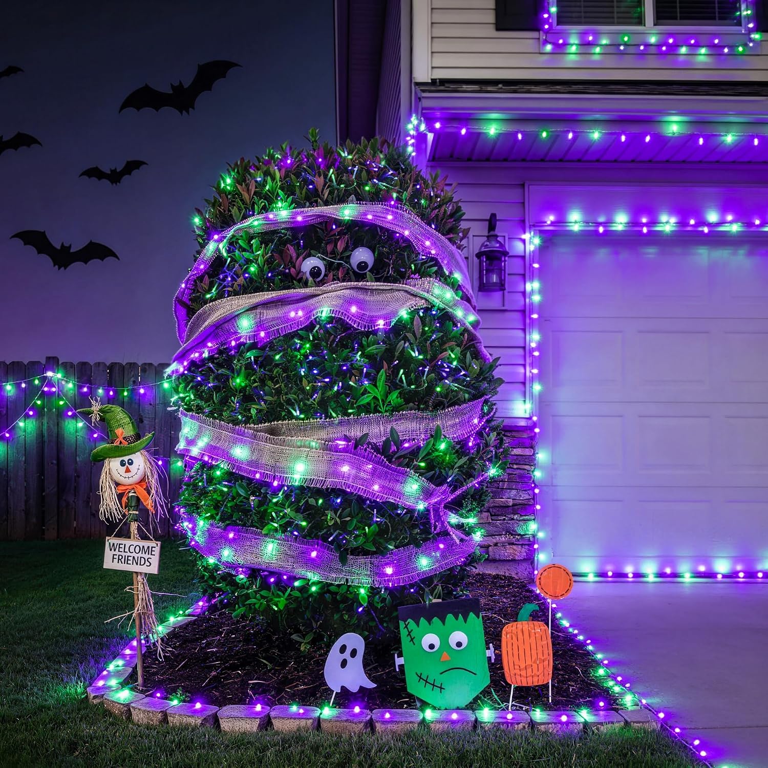 JMEXSUSS 600 LED Purple Green String Lights Plug in Indoor Outdoor