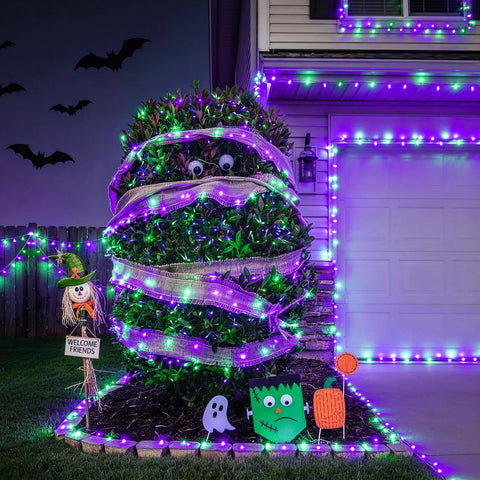 JMEXSUSS 600 LED Purple Green String Lights Plug in Indoor Outdoor
