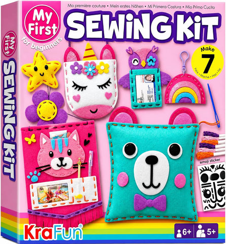 KRAFUN My First Sewing Kit for Kids Ages 6-12 | 7 Animal Dolls