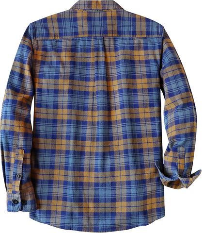 Dubinik® 6 oz Flannel Shirt for Men Long Sleeve Button Down Cotton Plaid