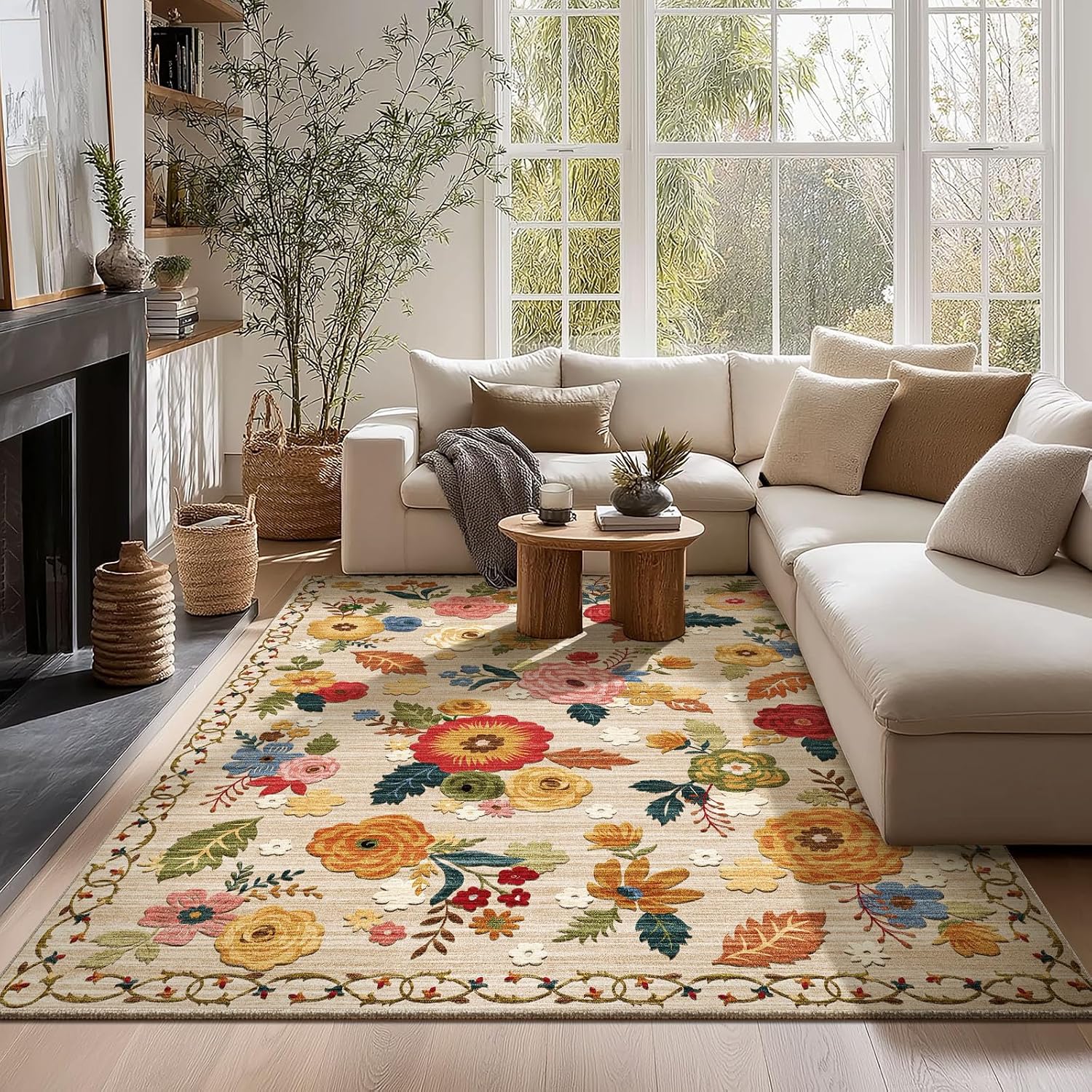 Washable Living Room Area Rug: 5x7 Rugs for Bedroom Non Slip Large Carpet