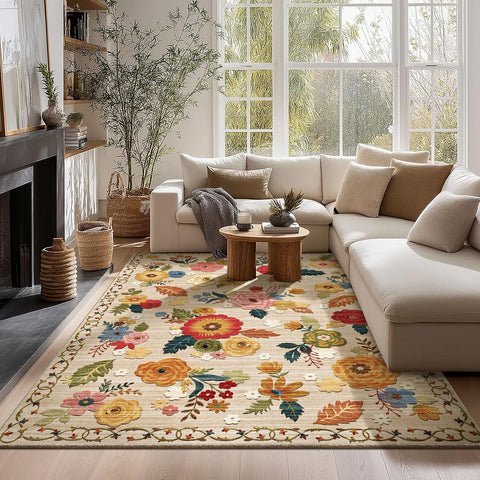 Washable Living Room Area Rug: 5x7 Rugs for Bedroom Non Slip Large Carpet