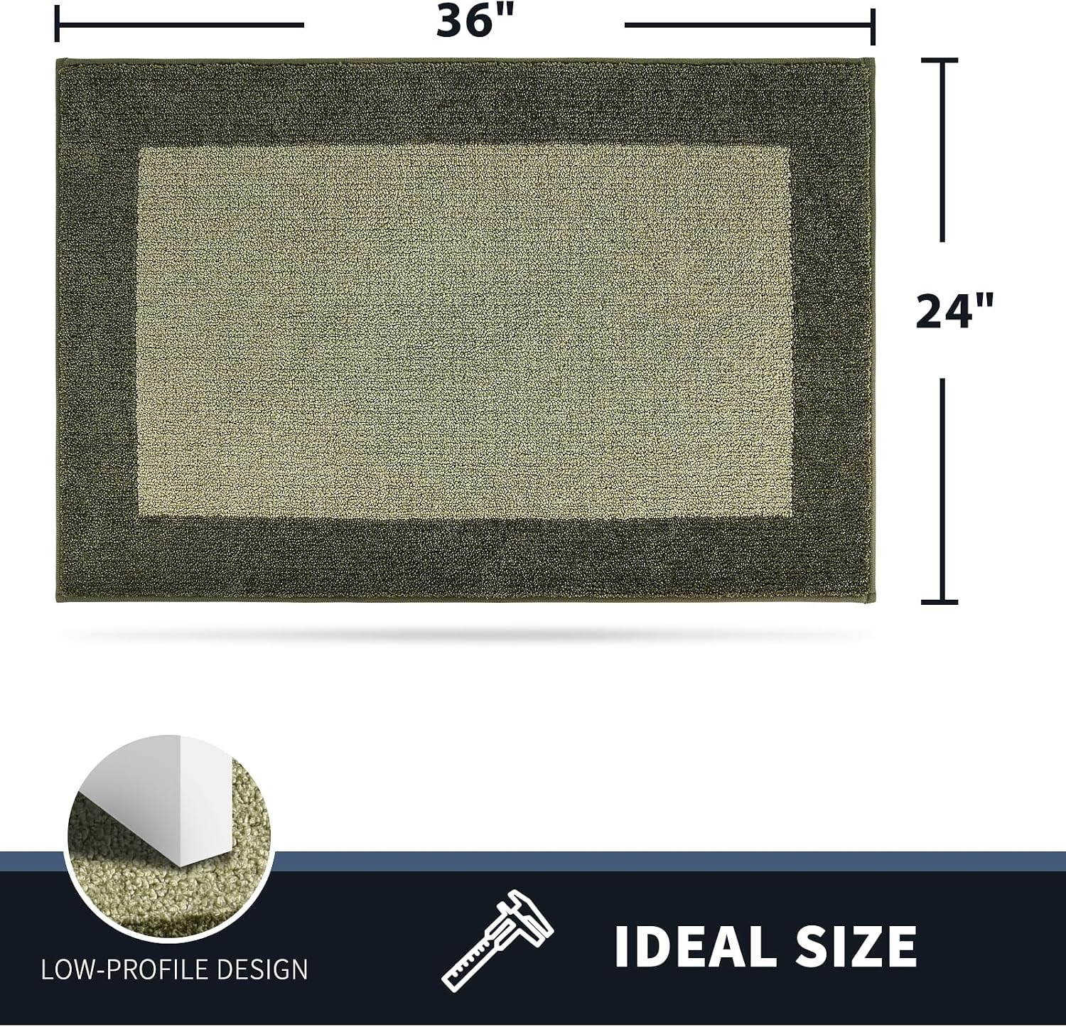 PURRUGS Dirt Trapping Indoor Doormat, 24" x 36", Budding Green & Sage Green