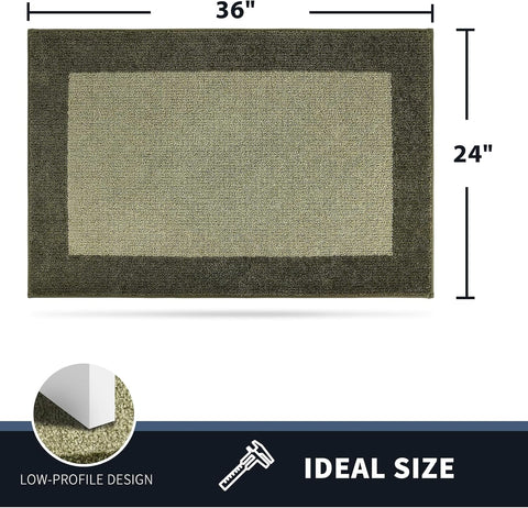 PURRUGS Dirt Trapping Indoor Doormat, 24" x 36", Budding Green & Sage Green