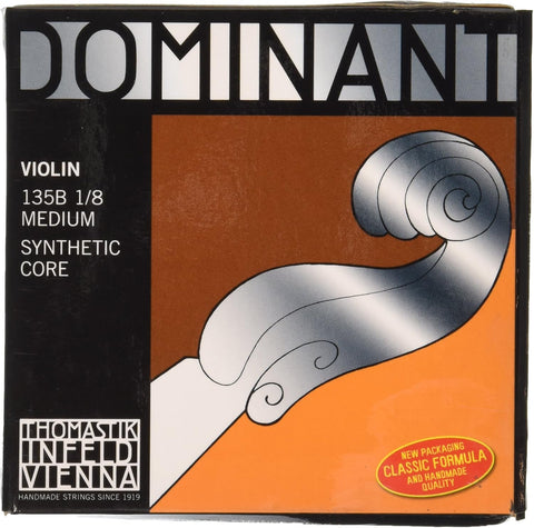 Thomastik-Infeld Dominant Violin String Set, 3/4 Size, Medium Tension - 135B.34 - Synthetic Core A, D, G with Steel E, Removable Ball - Clear & Balanced Tone, The Reference Standard for Violin