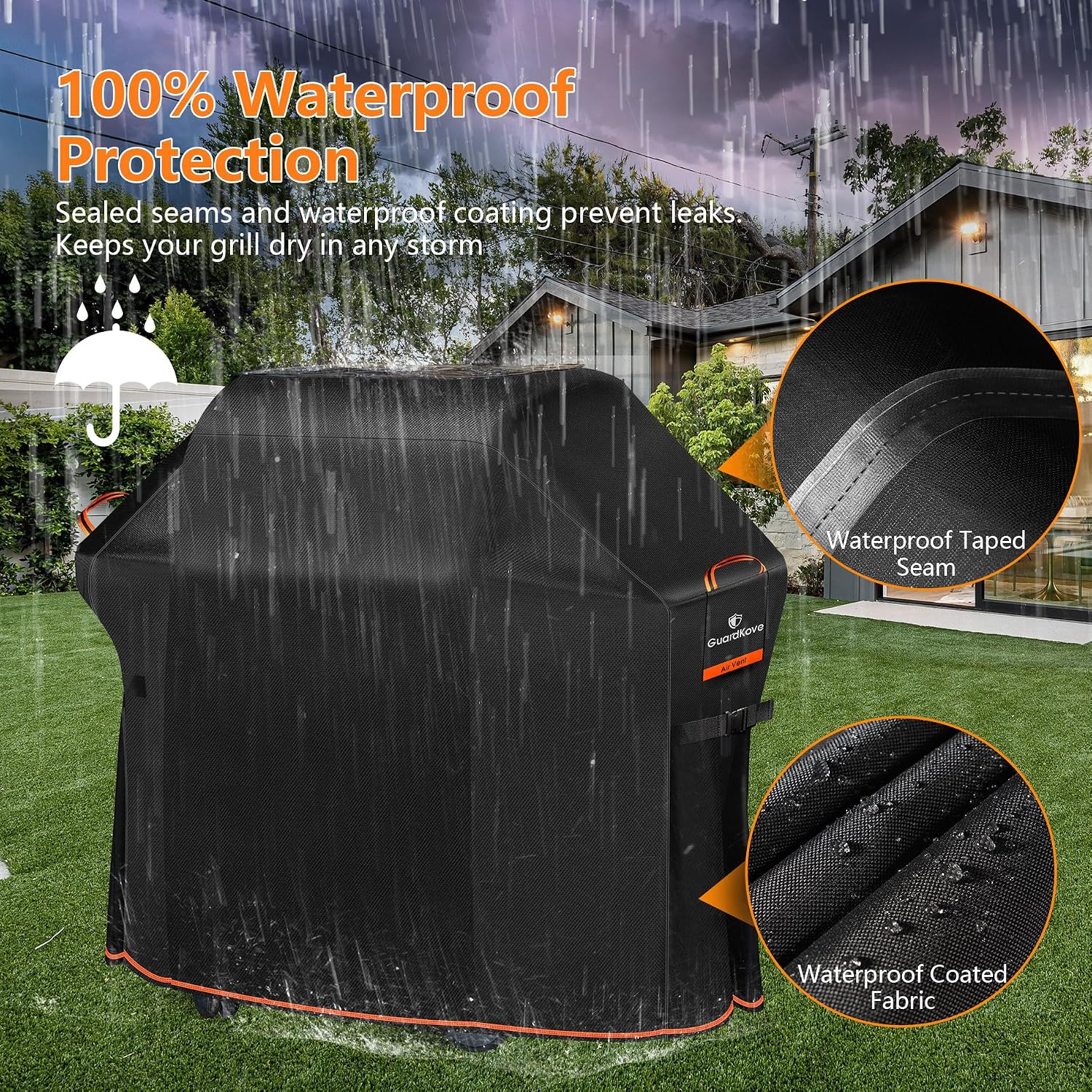 [Upgraded 1000D Heavy Duty Fabric] 52 inch Grill Cover for Outdoor Grill