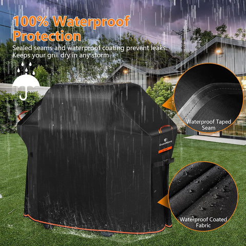 [Upgraded 1000D Heavy Duty Fabric] 52 inch Grill Cover for Outdoor Grill