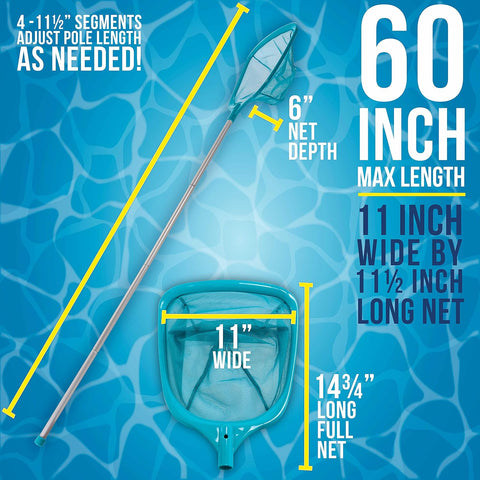 U.S. Pool Supply Swimming Pool 5 Foot Leaf Skimmer Net with 4 Aluminum Pole