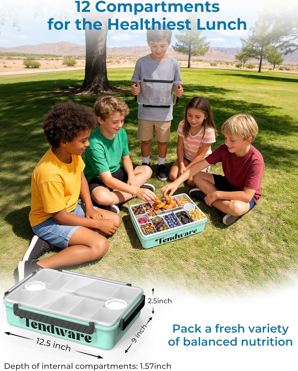 Chilled Snackle Box Container with Ice Pack, Divided Tray with Clear Lid & Bag, 8+Hrs Cooling, Beach Road Trip Essential for Family, Travel Snack Container for Picnic Camping Tailgate, Gifts for Women