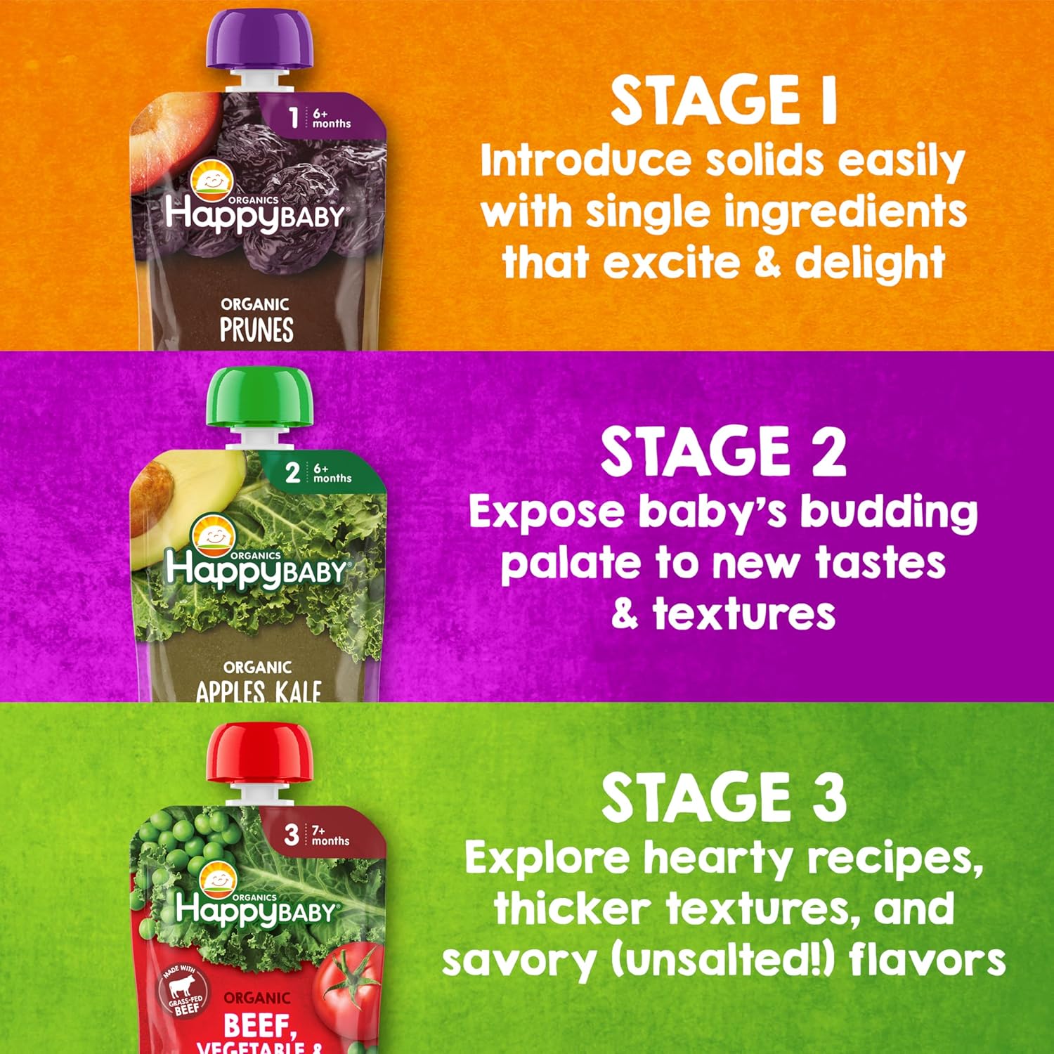 HAPPY BABY Clearly Crafted, Stage 2, Fruit & Veggie Variety Pack, 4oz (10)