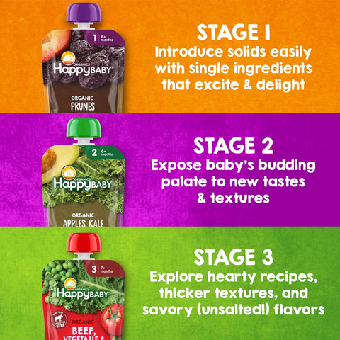 HAPPY BABY Clearly Crafted, Stage 2, Fruit & Veggie Variety Pack, 4oz (10)