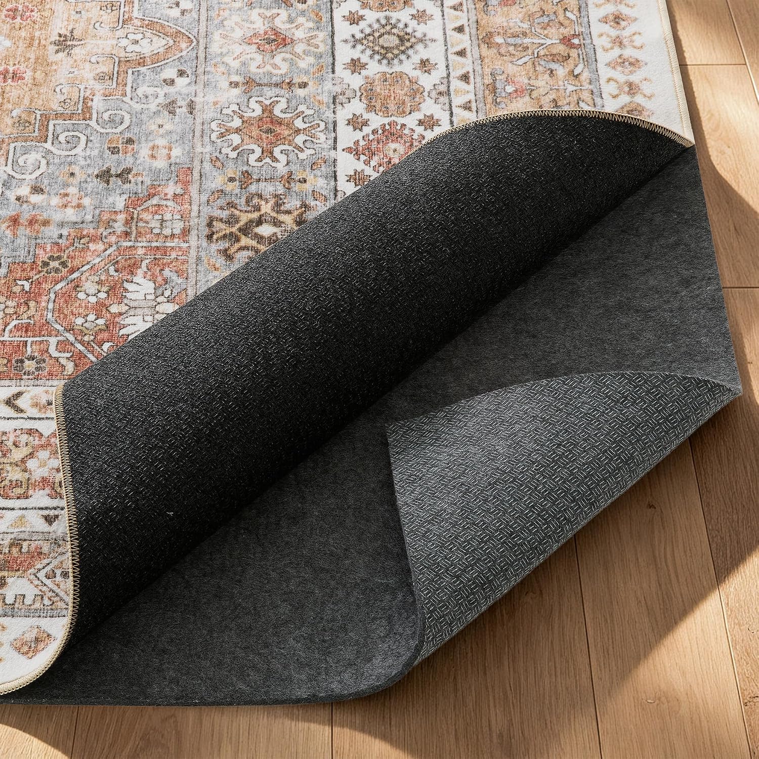 zesthome Protective Cushioned Rug Pad 8x10-1/4 Thick, Non Slip Rug Pads with Felt and Rubber Backing, Carpet Liner for Hardwood Floors and Finishes, Carpet Gripper Keep Rugs Safe(8'x10', Black)