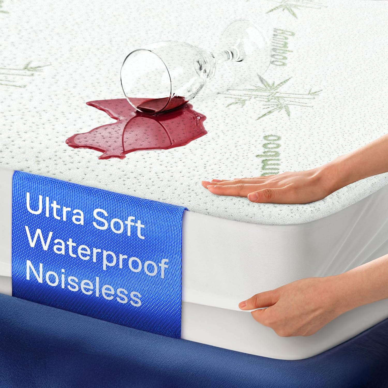 Side-Shield Waterproof Mattress Protector Full - 6-21" Deep Pocket with Leak-Proof Edge Protection - Noiseless & Cooling Soft-Touch Viscose Made from Bamboo - Machine Washable (Green)