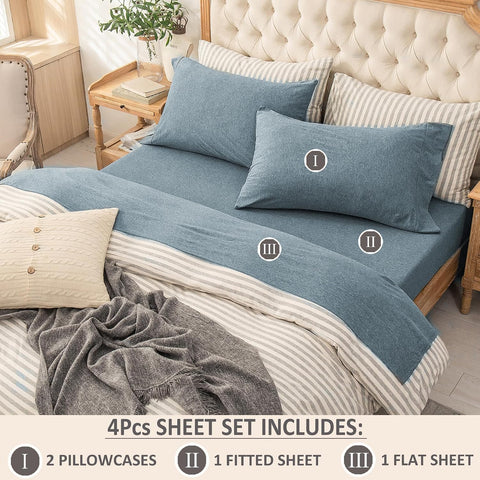 PURE ERA Jersey Knit Sheet Set Heather Blueish Grey California King