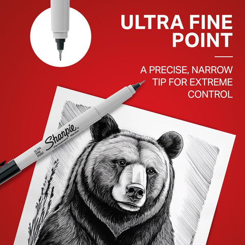 Sharpie Permanent Markers, Ultra Fine Point, Black, 2 Count - Home, School, Office Supplies