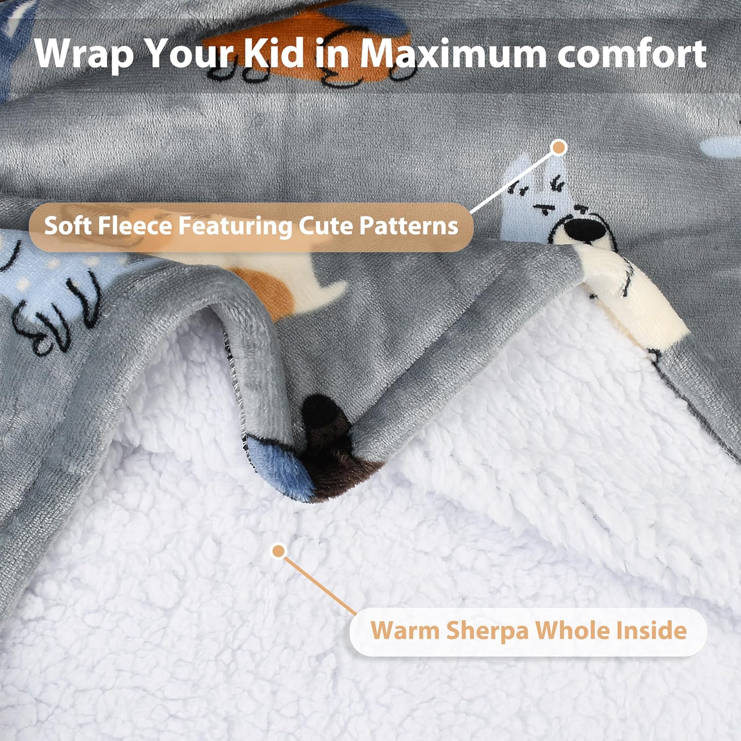 Catalonia Oversized Sherpa Hoodie Blanket Wearable Sweatshirt for Kids