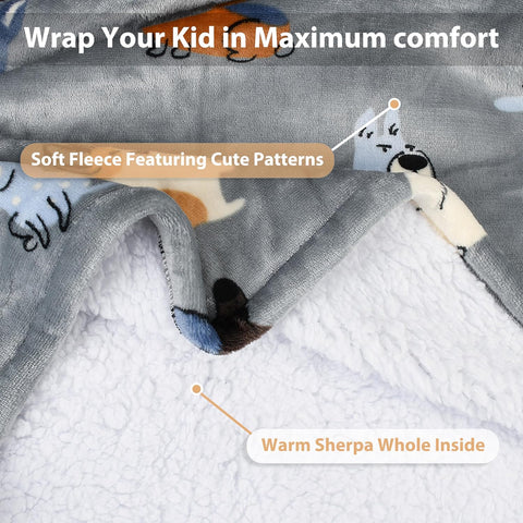 Catalonia Oversized Sherpa Hoodie Blanket Wearable Sweatshirt for Kids