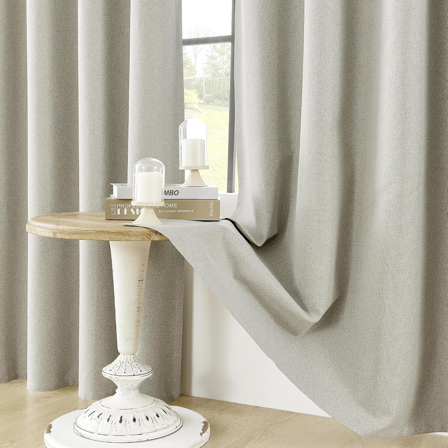 ChrisDowa Greyish Beige Blackout Curtains 96 Inch Long 2 Panels for Bedroom