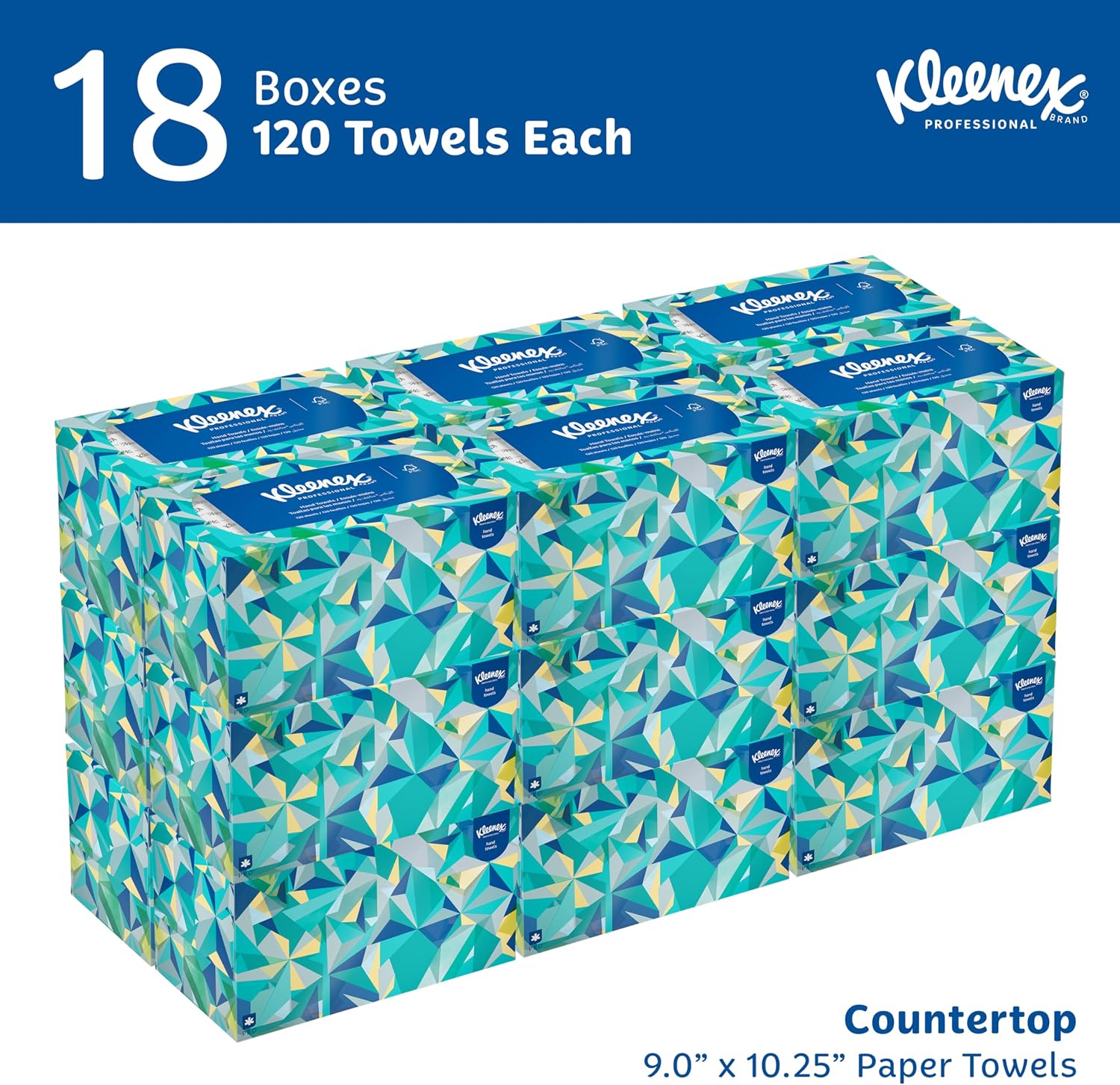 Kleenex Professional Paper Hand Towels, Bulk, 18 Boxes x 120 Sheets (01701)