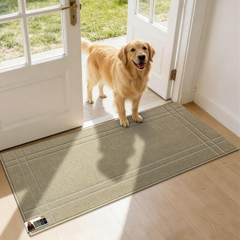JSEI Door Mat for Entrance 20"x48", Dirt Trapper Doormat, Beige