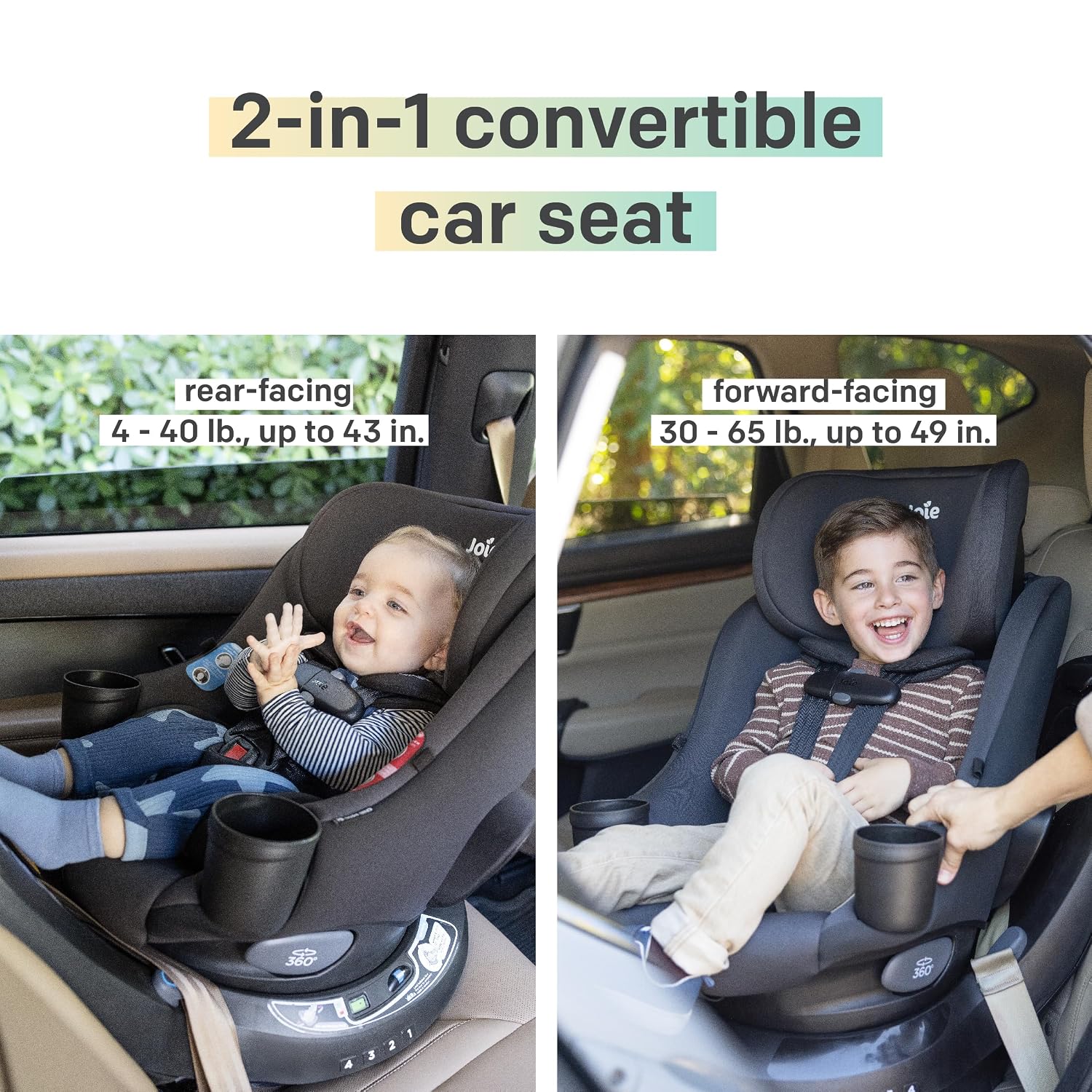 Joie Chili Spin SI 360 Rotating Convertible Car Seat, 2-in-1 Rear & Forward