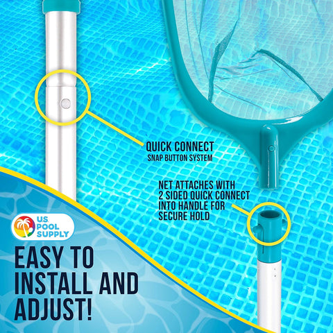 U.S. Pool Supply Swimming Pool 5 Foot Leaf Skimmer Net with 4 Aluminum Pole