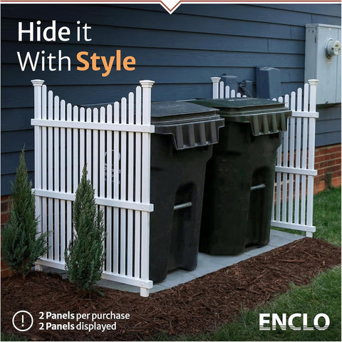 Enclo Huntersville Privacy Screen 2pk, White Vinyl DIY No Dig Kit