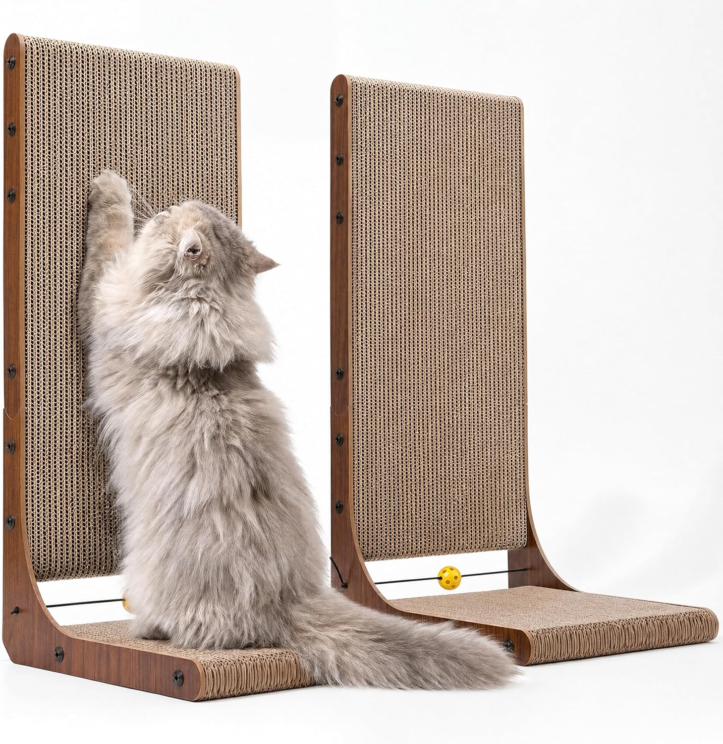 FUKUMARU Cat Scratcher 2 Packs, 25 Inch Cat Scratching Boards, L Shaped Pad