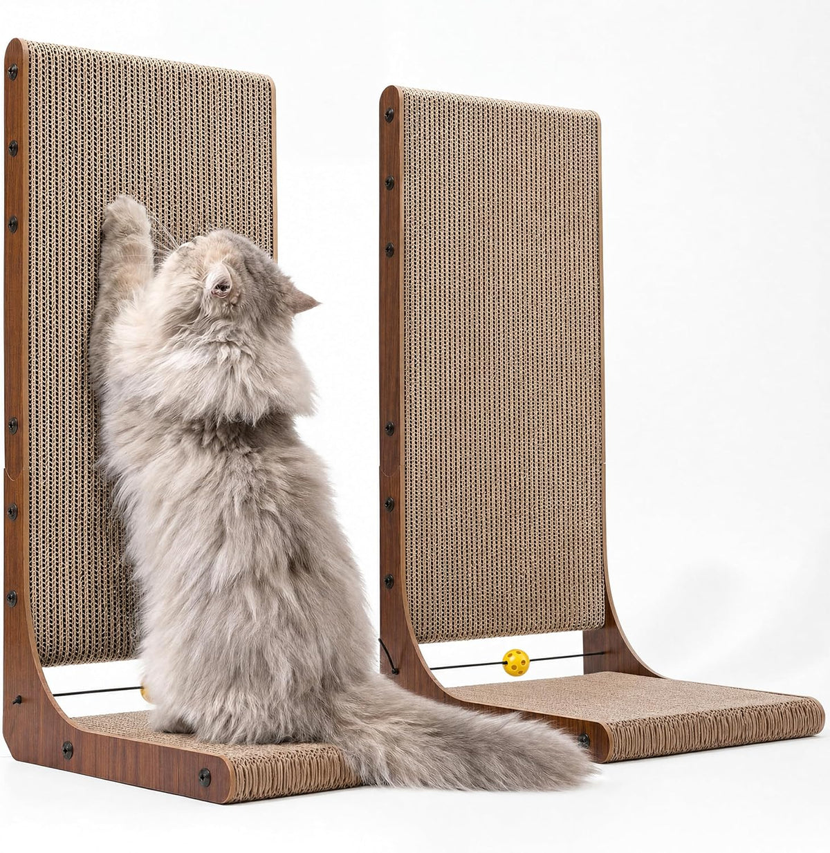FUKUMARU Cat Scratcher 2 Packs, 25 Inch Cat Scratching Boards, L Shaped Pad