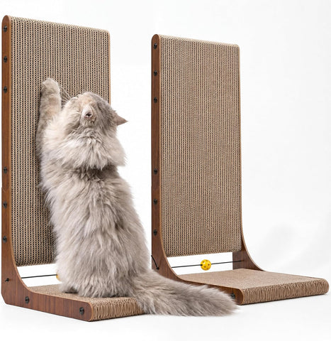 FUKUMARU Cat Scratcher 2 Packs, 25 Inch Cat Scratching Boards, L Shaped Pad