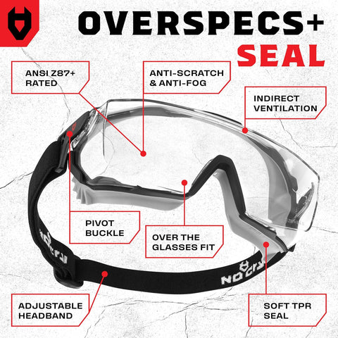 NoCry Anti-Fog Safety Goggles Over Glasses For Men & Women With Soft Gasket