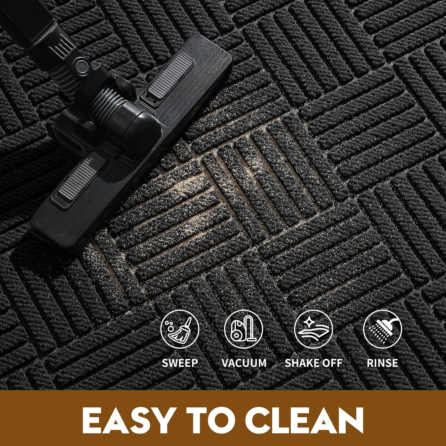 Front Door Mat, Heavy Duty Waterproof Doormat 47.5"x35.5", Black