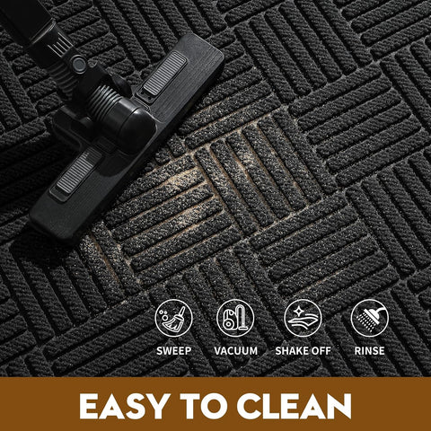 Front Door Mat, Heavy Duty Waterproof Doormat 47.5"x35.5", Black