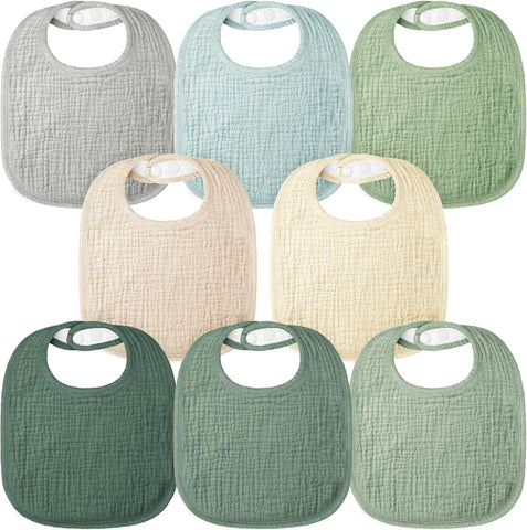 Bearmoss Baby Bibs for Drooling and Teething 100% Cotton Muslin Bibs