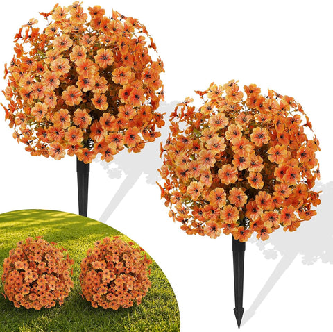 Alupssuc 2Pcs Artificial Fall Ball Flowers for Outdoors Decor, Fake Plants
