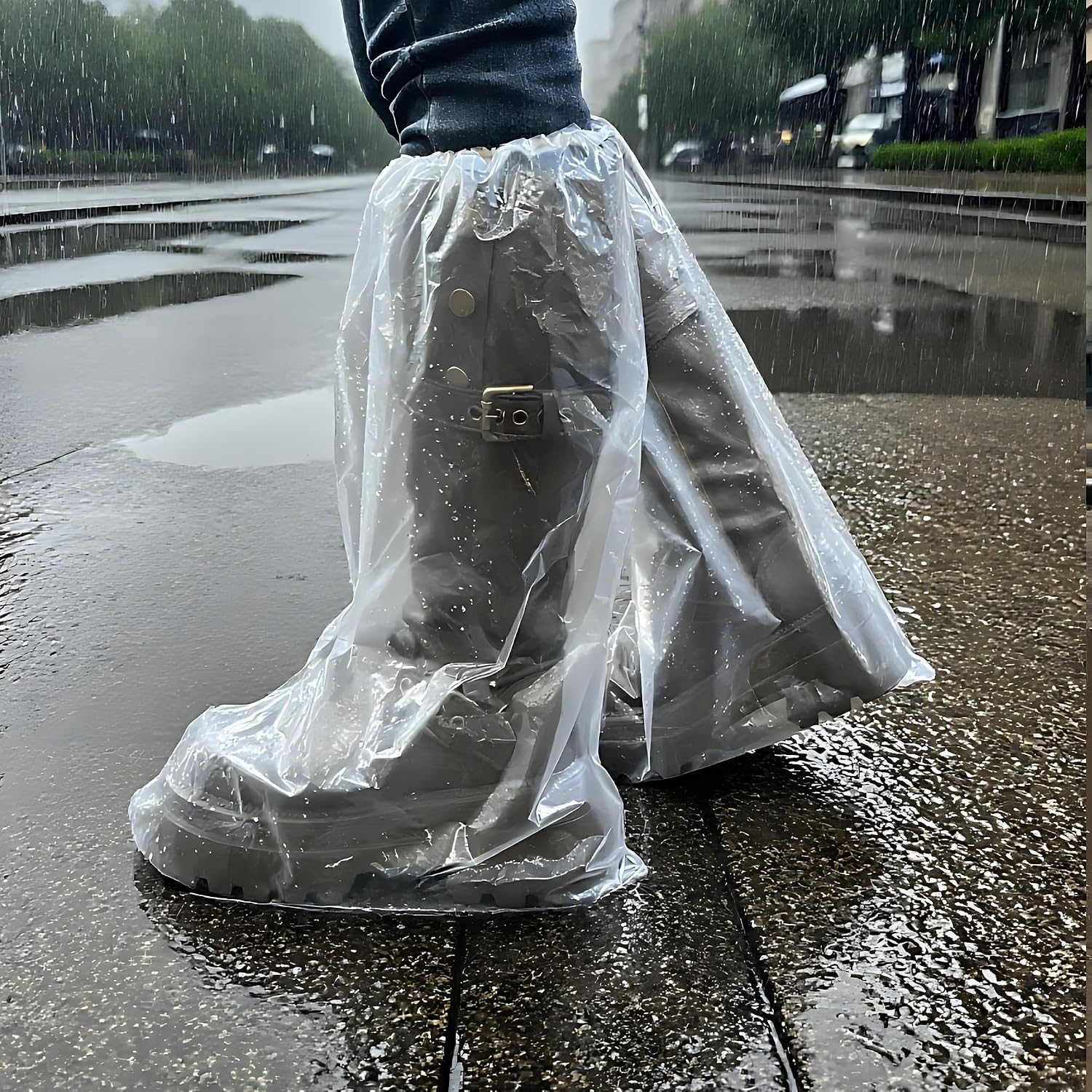 10 Pairs Disposable Waterproof Boot Covers for Rain - Plastic Rain Shoe Covers - Non-Slip Indoor Outdoor Rain Cover for Shoes,Plastic Overshoes for Men Women -Water Proof Boot Protector – Clear-XL