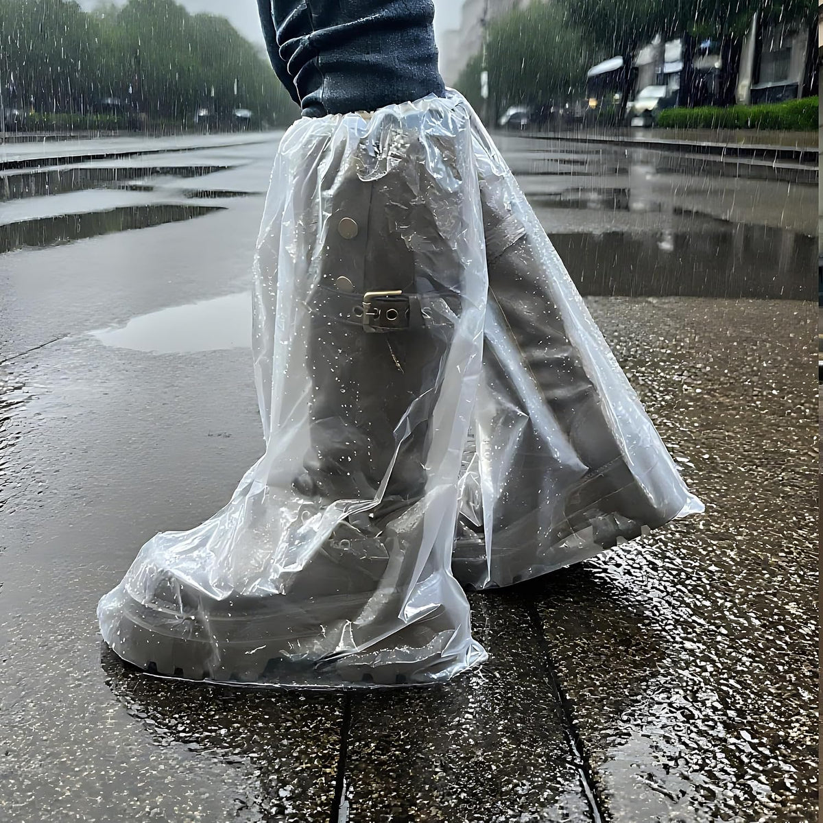 10 Pairs Disposable Waterproof Boot Covers for Rain - Plastic Rain Shoe Covers - Non-Slip Indoor Outdoor Rain Cover for Shoes,Plastic Overshoes for Men Women -Water Proof Boot Protector – Clear-XL
