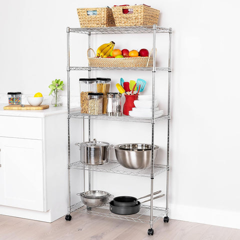 5-Tier Steel Wire Shelving, 30"W x 14"D x 61.5"H