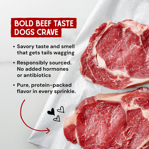 Stella & Chewy’s Freeze-Dried Raw Marie's Magical Dinner Dust – Protein Rich, Grain Free Dog & Puppy Food Topper – Grass-Fed Beef Recipe – 7 oz Bag