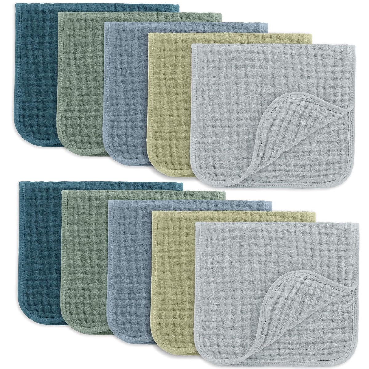 Comfy Cubs Muslin Burp Cloths 20x10" 10 Pack, Baby Burp Cloths - Multi Boy