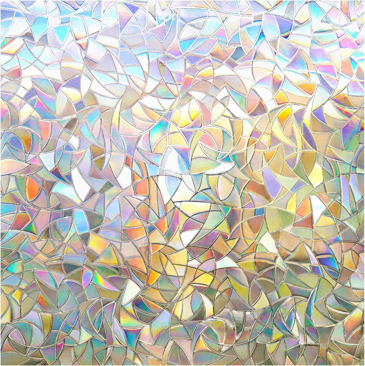 rabbitgoo Rainbow Window Privacy Film, Stained Glass Cling, 17.5" x 78.7"