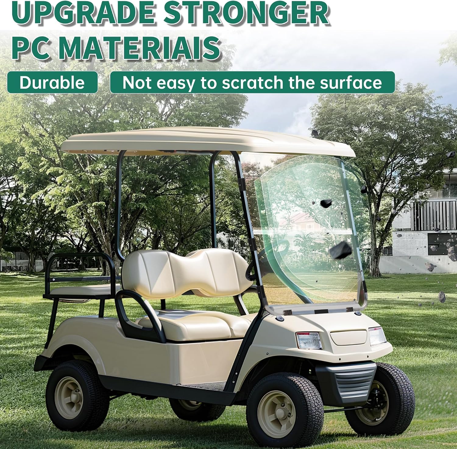 ECOTRIC Tinted Windshield Compatible with 1982-2000 5 Club Car DS Golf Cart