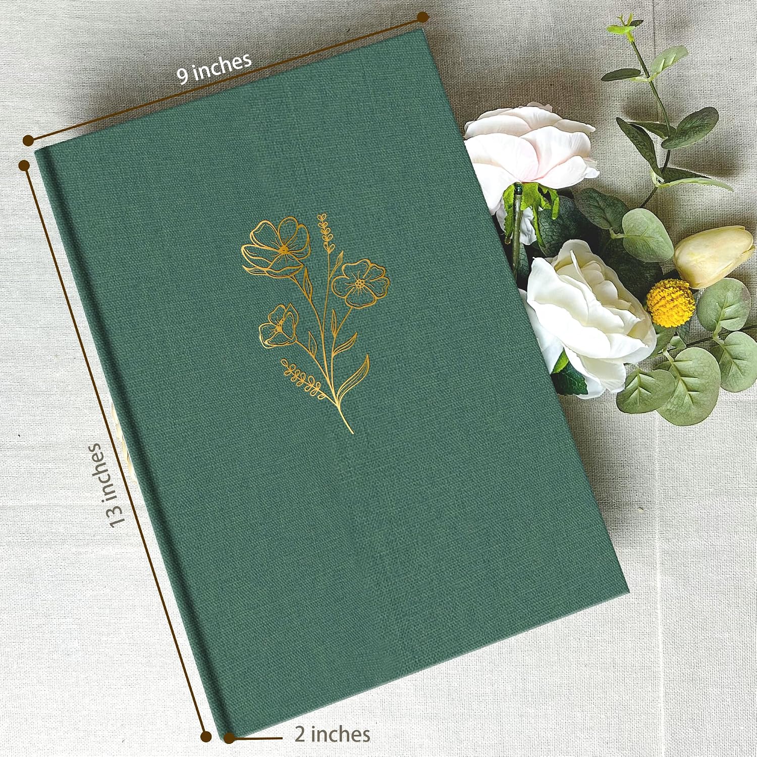 Holoary Photo Album 4x6 300 Photos, 300 Pockets 4”x6” Picture Album, Linen Fabric Cover Big Picture Book for Photos with Writing Area, 4x6 Photo Albums for Family Weddings Travel Memories(Dark Green)