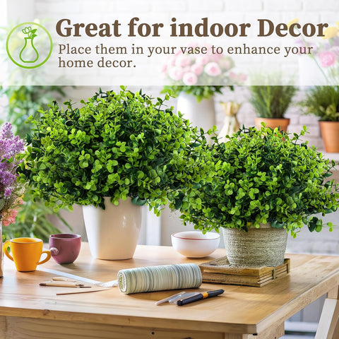 ColoPlay 20 Bundles Artificial Greenery Boxwood Plants, Fake Outdoor Plants