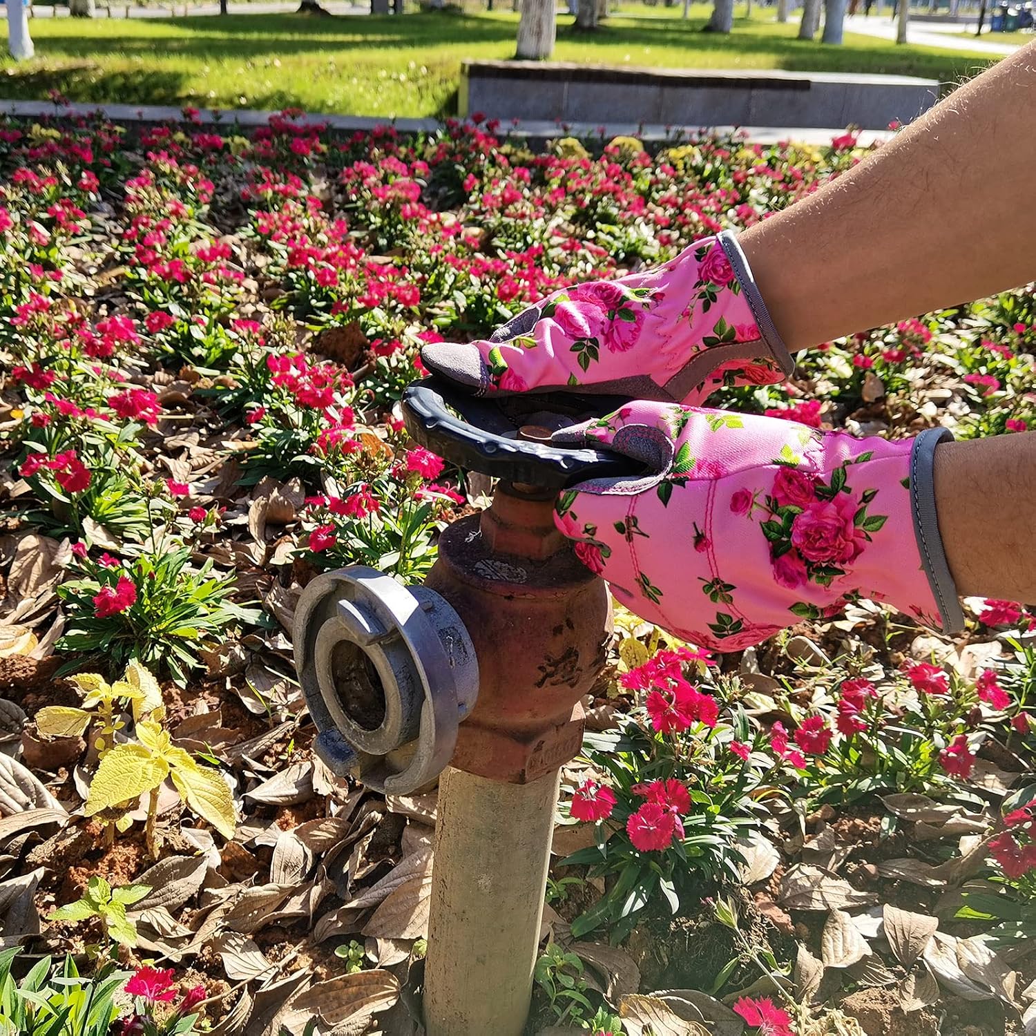 YRTSH Leather Gardening Gloves for Women, Flexible Breathable Garden Gloves