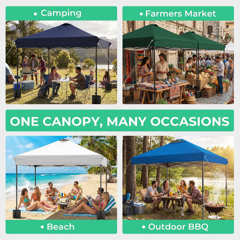 JEAREY 10x10 Pop Up Canopy Tent, Easy Up Outdoor Market Canopy, Red