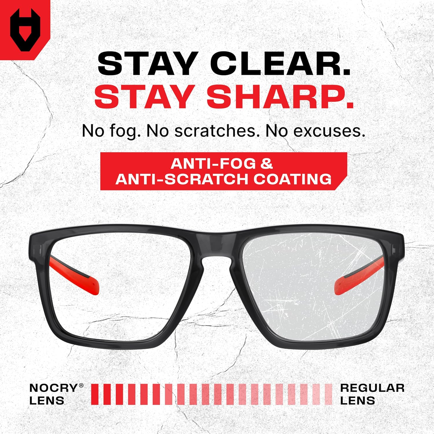 NoCry ANSI Z87.1 Clear Safety Glasses with Side Shields — Durable Anti Fog & Scratch Resistant Eye Protection Glasses or Men & Women — ANSI Z87 Rated Protective Eyewear with 100% UV Shielding for Work