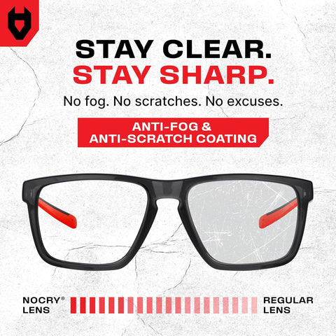 NoCry ANSI Z87.1 Clear Safety Glasses with Side Shields — Durable Anti Fog & Scratch Resistant Eye Protection Glasses or Men & Women — ANSI Z87 Rated Protective Eyewear with 100% UV Shielding for Work